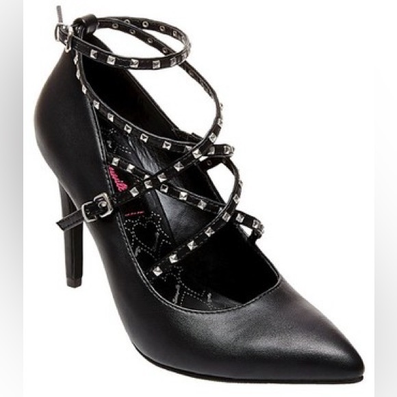 Betsey Johnson Shoes - Betseyville by Betsey Johnson Women’s Phav Studded Strap Heels Size 9